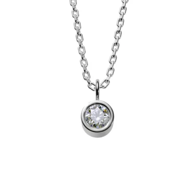 Prächtiger 0,5 Karat Solitär aus echtem Diamanten und seiner Silberkette. Feminines und romantisches Juwel.